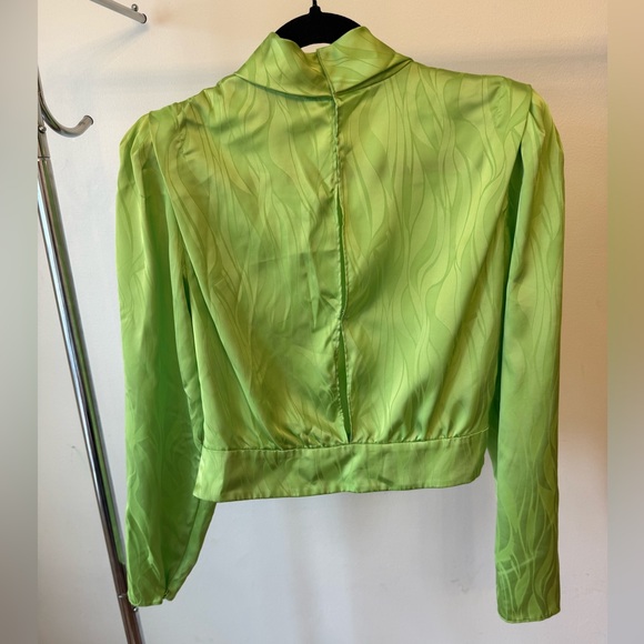 Ronny Kobo Collection Light Green Satin Jacquard Long-Sleeve Top - Picture 6 of 8